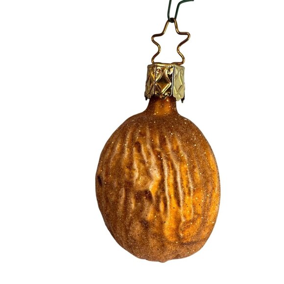 Inge Glas Walnut Blown Glass Ornament Germany 2 3/4" Star Cap Nut Holiday - Picture 2 of 6